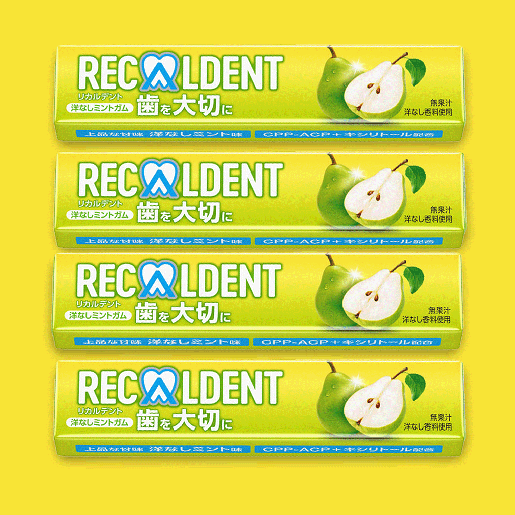 Recaldent Pear Mint sugar-free xylitol chewing gum 4 sticks (56 pieces)