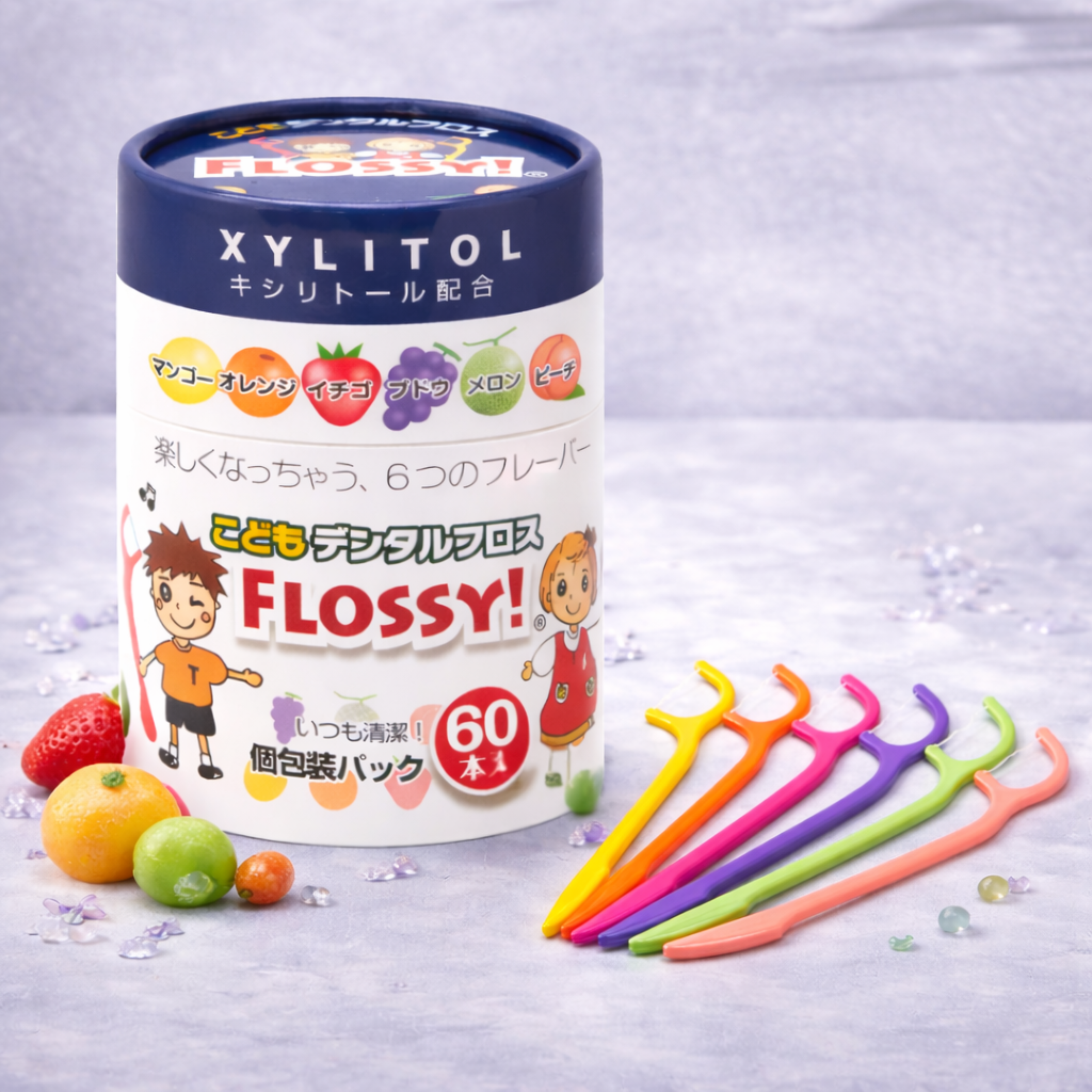 Flossy Kids Dental Floss Picks 60 Pack | Imported from Japan